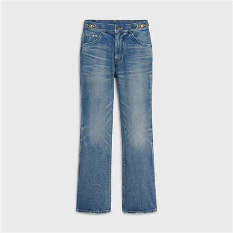 Celine Dylan Flared Wide Leg Jeans .